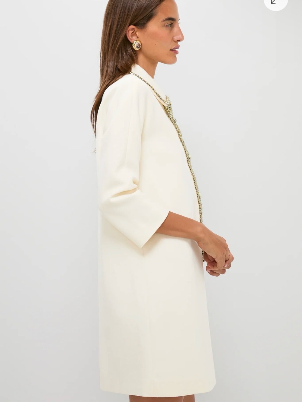 NWT Current Tuckernut Nicola Embellished Cream Collar Shift Dress - Picture 2 of 4